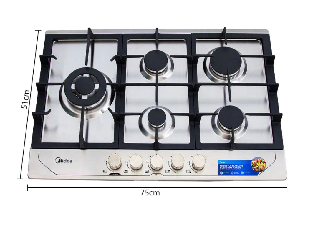 Tope Midea gas 30" SS MTGB30TL2AFS-CA