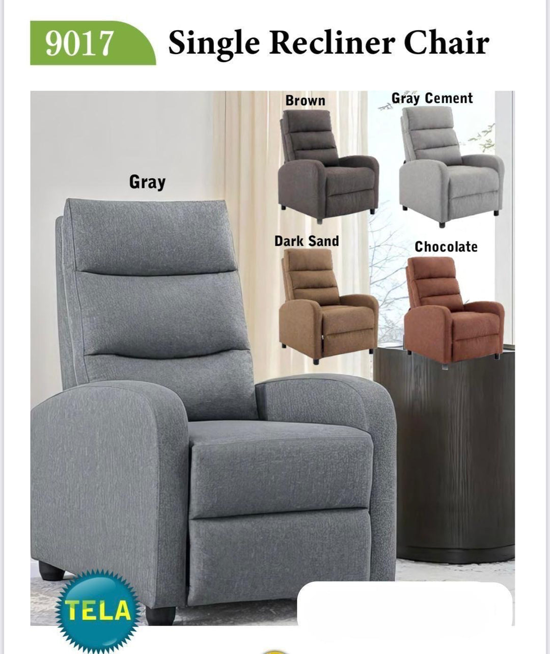 Butaca reclinable 9017 tela